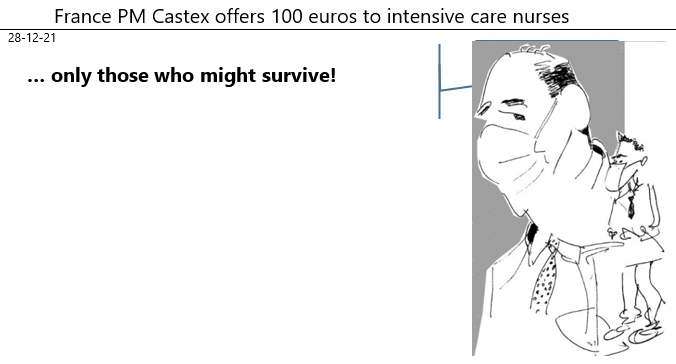 28/12/2021 : covid - France PM Castex offres 100 euros to intensive care nurses
