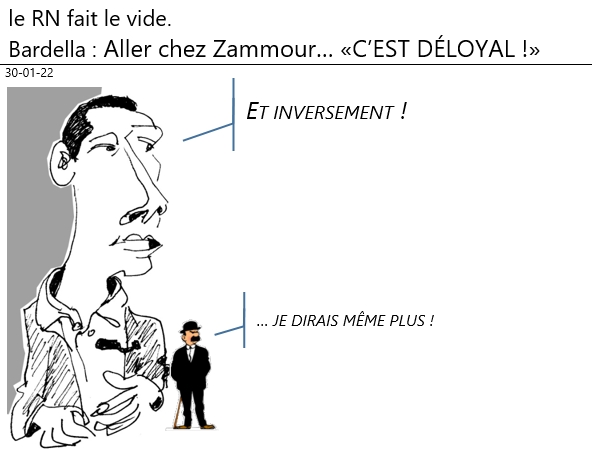 30/01/22 - Présidentielles, le RN fait le vide. Bardella: aller chez Zammour est «Déloyal»