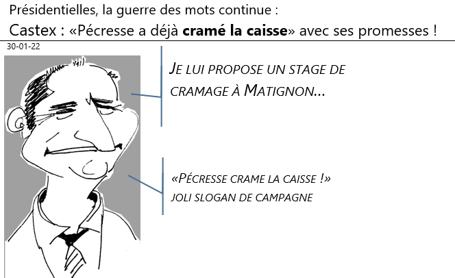 30/01/22 - Présidentielles, le combat des mots : Castex : «Pécresse crame la caisse»