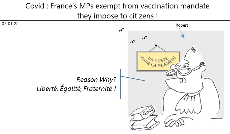07/01/2022 : covid - France's MPs exempt from vaccination mandate they impose to population!