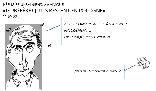 28/02/22 - Réfugiés ukrainiens. Zammour dit : «je préfère qu'ils restent en Pologne» !