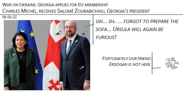 06/03/22 - War on Ukraine. EU Charles Michel, receives Salomé Zourabichvili, Georgia president!