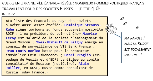 02/03/22 - guerre en Ukraine. «Le Canard» révèle : nombreux politiques français travaillent pour des sociétés russes !