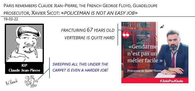 20/03/22 - Remembering Claude Jean-Pierre (French George Floyd – Prosecutor Xavier Sicot «Policeman is not an easy job»!