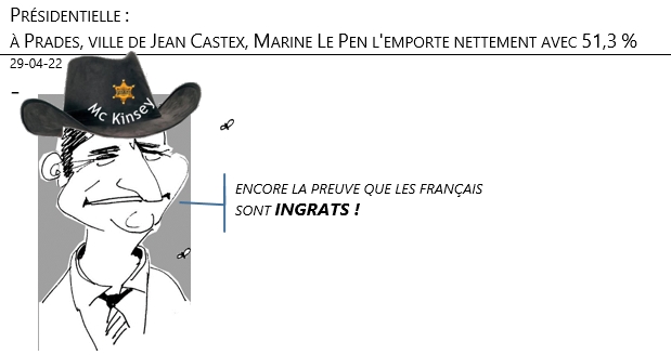 29/04/22 - Présidentielle : à Prades, ville de Jean Castex, Marine Le Pen l'emporte nettement avec 51,3 % !