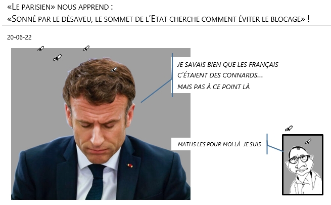 20/06/22 - «Le parisien» nous apprend : «Sonné par le désaveu, le sommet de l’État cherche comment éviter le blocage» !