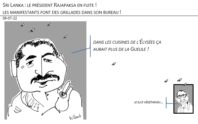 09/07/22 - Sri Lanka : le président Rajapaksa en fuite… les manifestants font des grillades dans son bureau !