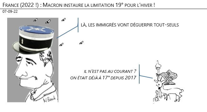 07/09/22 - France (2022 !) : Macron instaure la limitation 19° pour l’hiver !