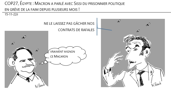 15/11/2022 - COP27, Égypte : Macron a parlé avec Sissi du prisonnier politique en grève de la faim depuis plusieurs mois !