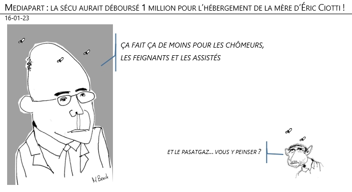 16/01/2023 – Mediapart : la sécu aurait déboursé 1 million pour l’hébergement de la mère d’Éric Ciotti !