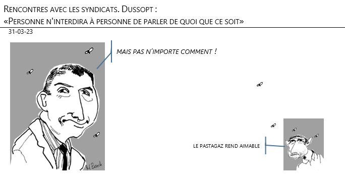 31/03/2023 – Rencontres avec les syndicats. Dussopt : «Personne n'interdira à personne de parler de quoi que ce soit» !