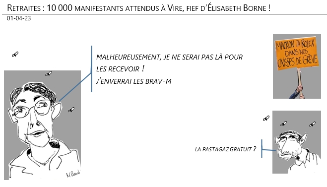 01/04/2023 – Retraites : 10 000 manifestants attendus à Vire, fief d’Élisabeth Borne !