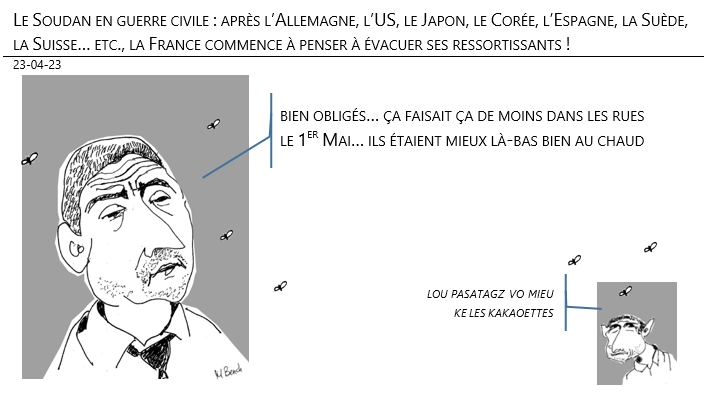23/04/2023 – Le Soudan en guerre civile : après l’Allemagne, l’US, le Japon, le Corée, l’Espagne, la Suède, la Suisse… etc., la France commence à penser à évacuer ses ressortissants !