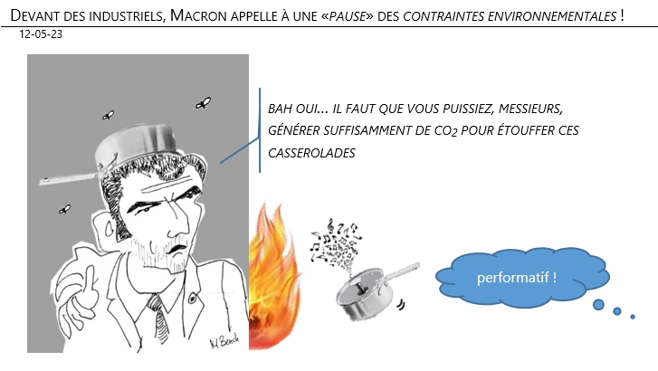 12/05/2023 – Devant des industriels, Macron appelle à une «pause» des contraintes’ environnementales !