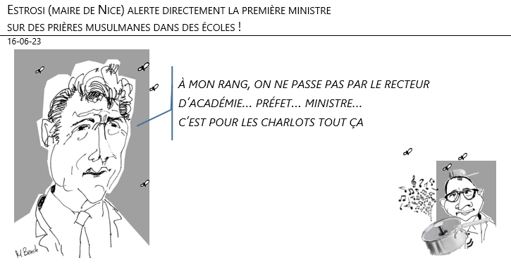 16/06/2023 – Estrosi (maire de Nice) alerte directement la première ministre sur des prières musulmanes dans des écoles !