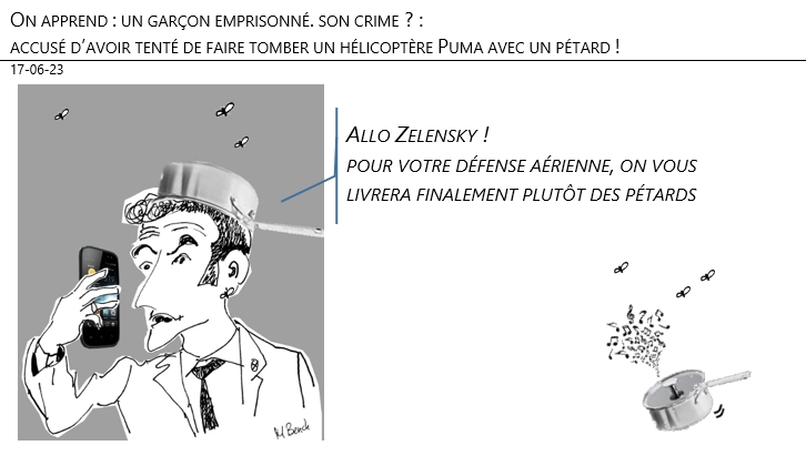17/06/2023 – On apprend : un garçon emprisonné. Son crime ? : Accusé d’avoir tenté de faire tomber un hélicoptère Puma avec un pétard !