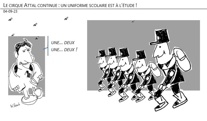 04/09/2023 – Le cirque Attal continue : un uniforme à l’école est à l’étude !